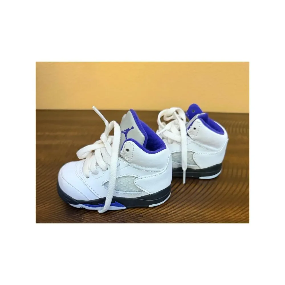 Nike Air Jordan 5 Retro Sneakers Shoe Baby Toddler 4C White Dark Concord Purple